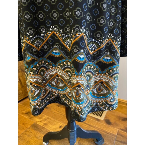 Derek Heart Dress Navy Blue Pattern Paisley Size  Small Long Sleeve 8% Spandex - Picture 4 of 11